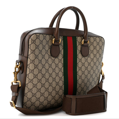 Gucci GG Supreme Monogram Textured Calfskin Web Medium Ophidia Briefcase Beige Ebony New Acero 3 of 11