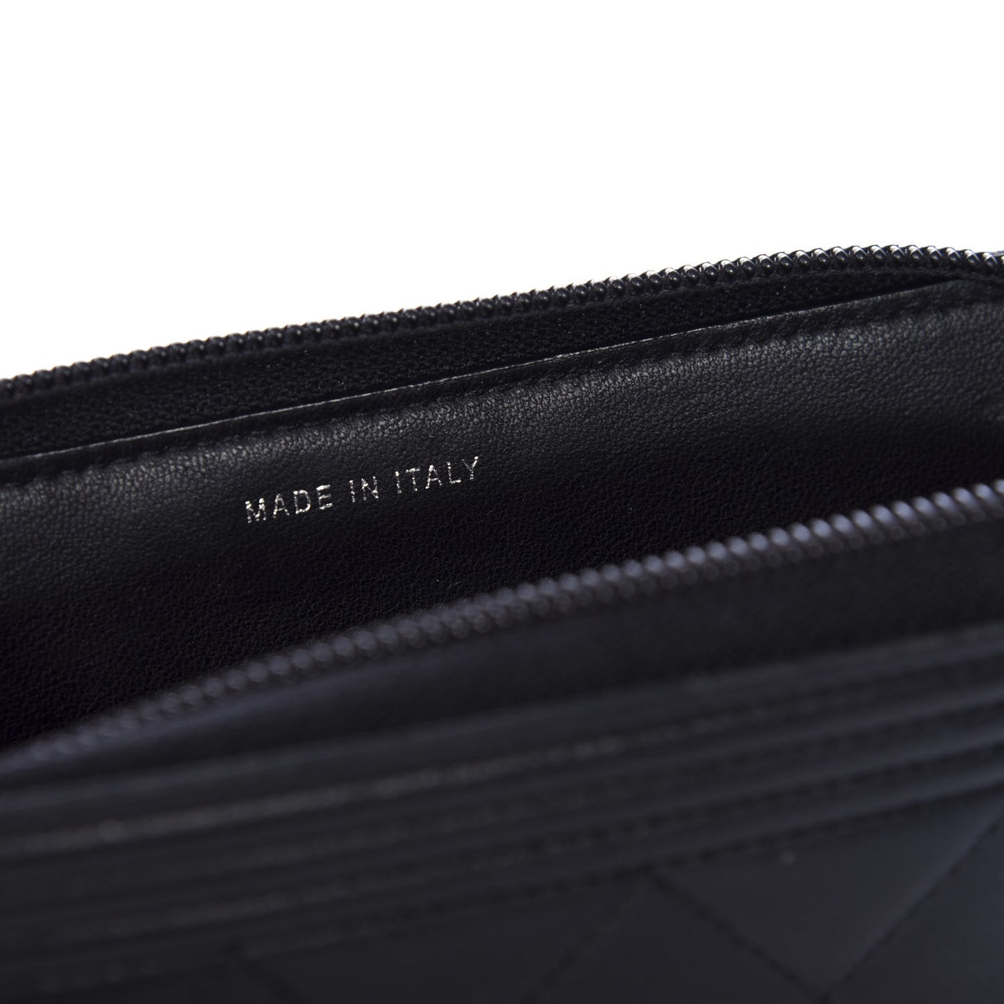 Lambskin Quilted Small Boy Zip Around Wallet Black