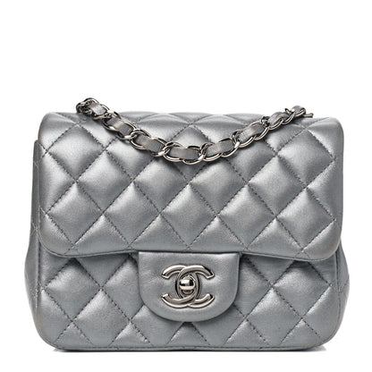 Chanel Metallic Lambskin Quilted Mini Square Flap Dark Silver 1 of 8