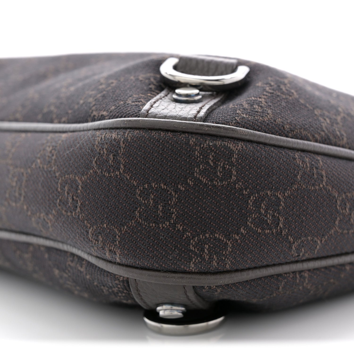 Gucci Denim Monogram Abbey D Ring Hobo Brown 18 of 21