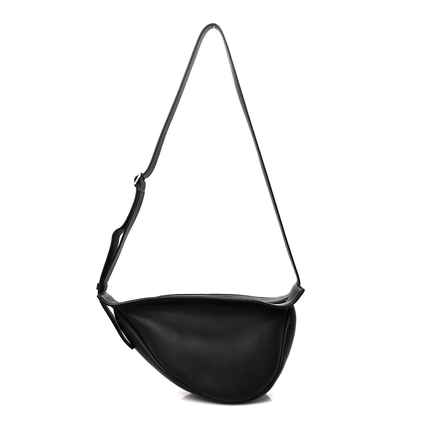 Grained Calfskin Small Slouchy Banana Bag Black