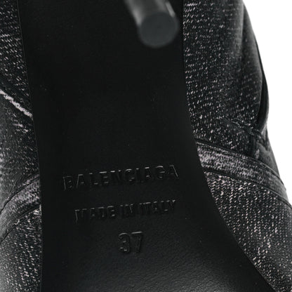 Balenciaga Nappa Denim Printed Cagole 90mm Boots 37 Black 6 of 7