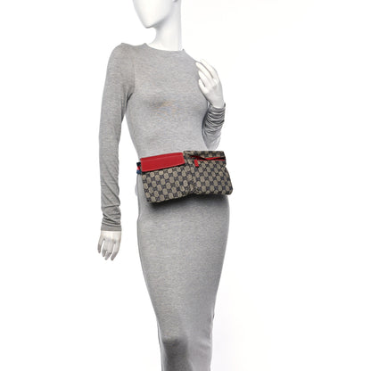 Gucci GG Monogram Web Double Pocket Belt Bag Navy Red 2 of 10