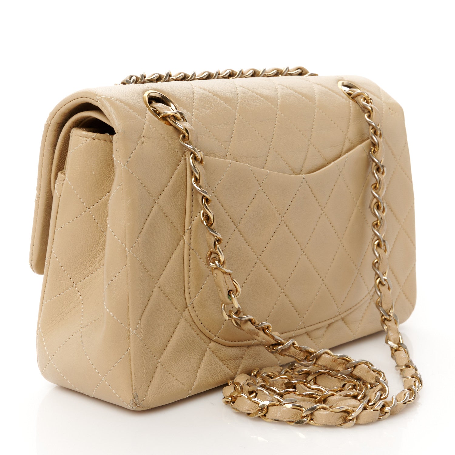 Chanel Lambskin Quilted Medium Double Flap Beige 3 of 12