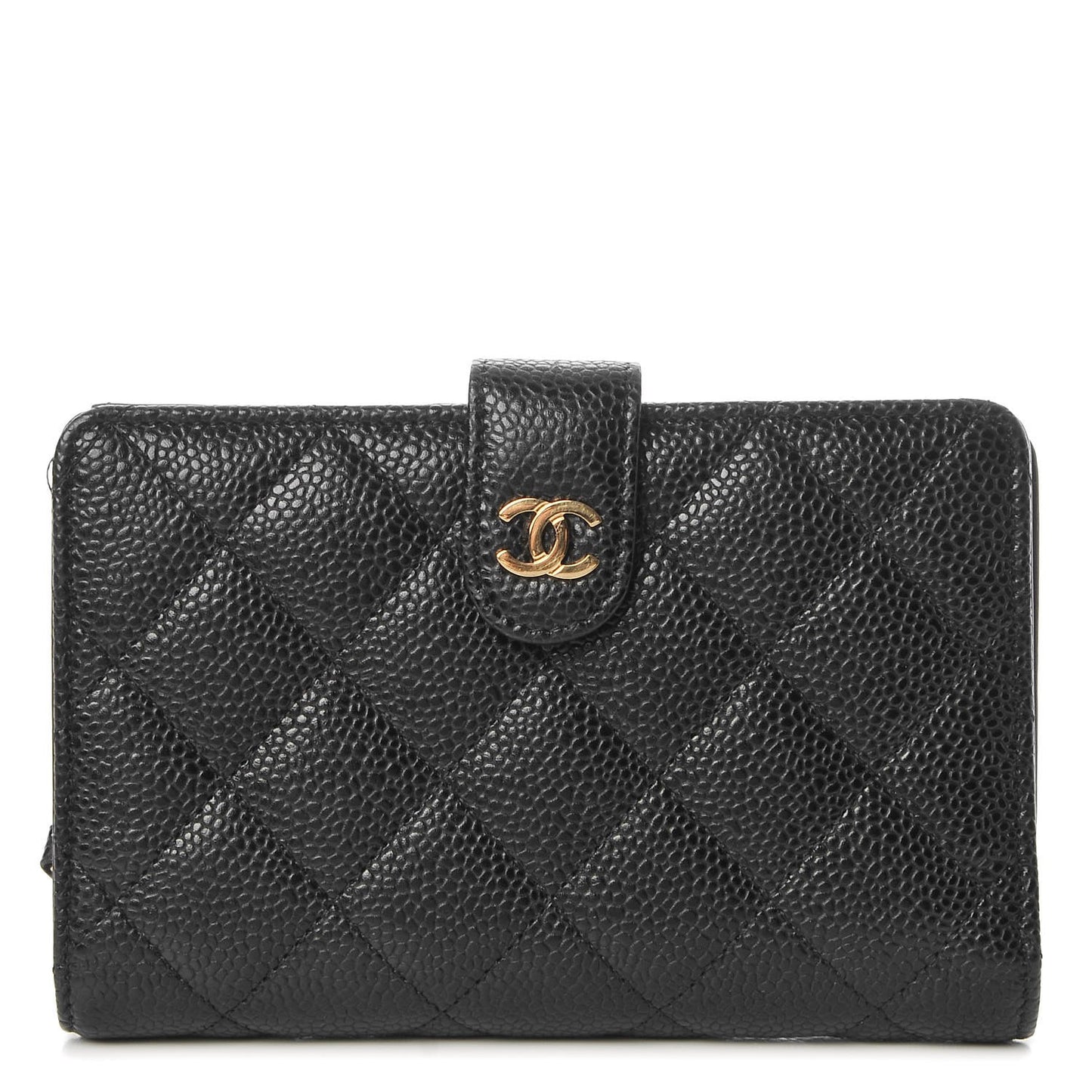 Caviar Quilted Zipped Pocket Wallet Black