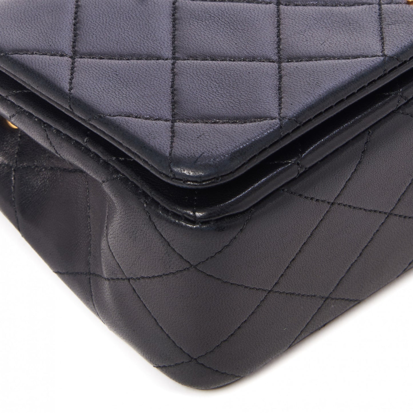 Lambskin Quilted Small Single Flap Black