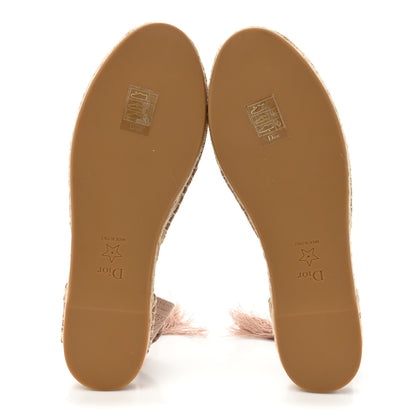Christian Dior Canvas Embroidered Granville Ankle Tie Espadrilles Flats 37.5 Clay 5 of 8