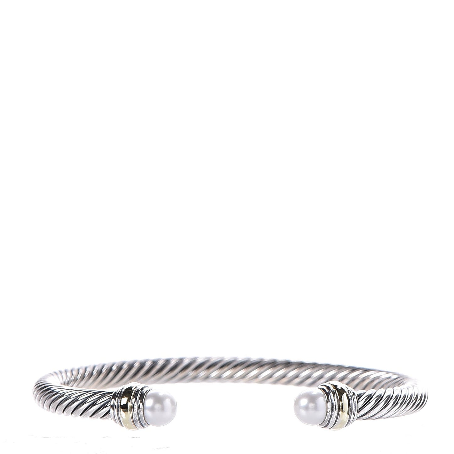 Sterling Silver 14K Yellow Gold Pearl 5mm Cable Classics Bracelet