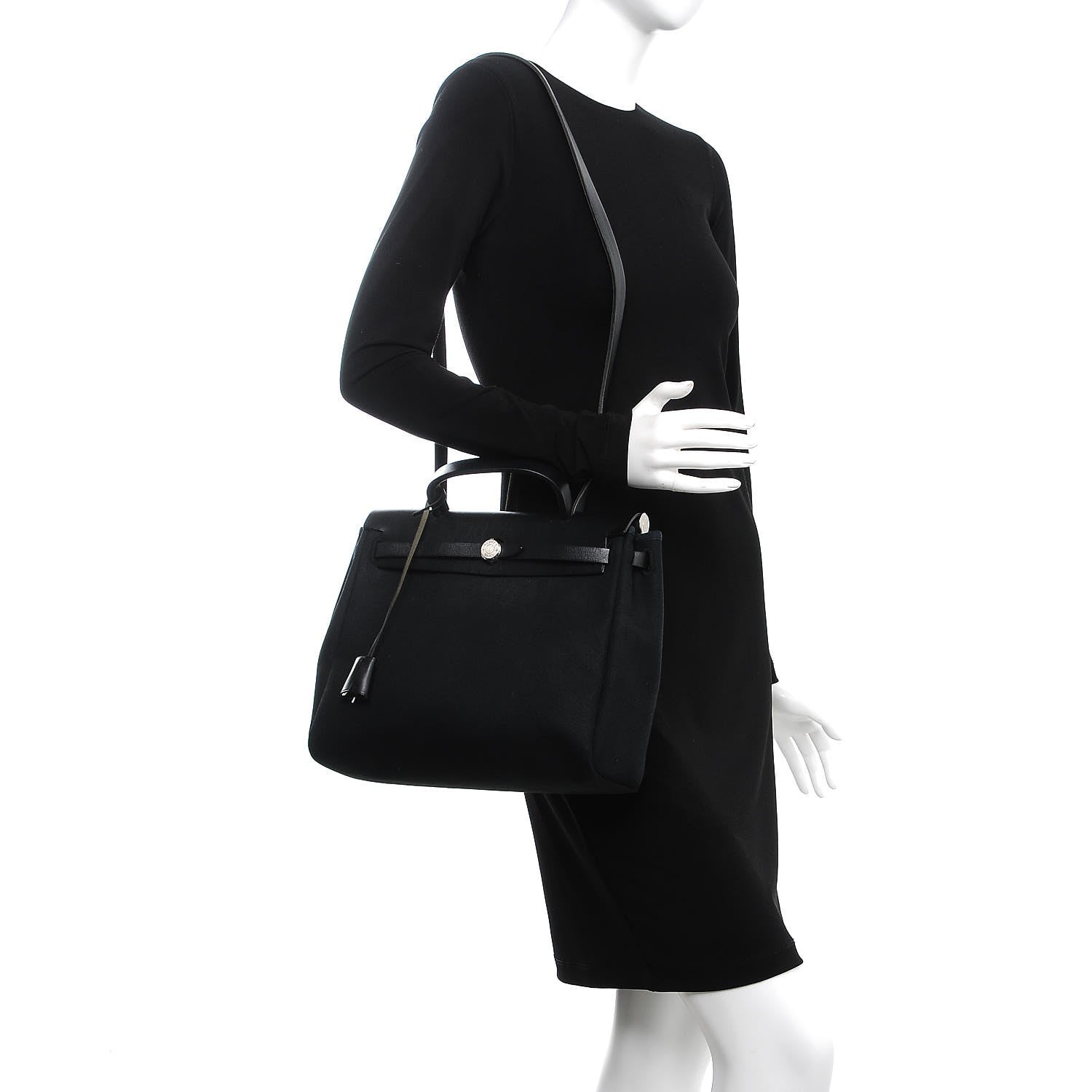 Hermes Military Toile Vache Hunter Herbag PM 31 Black 2 of 12