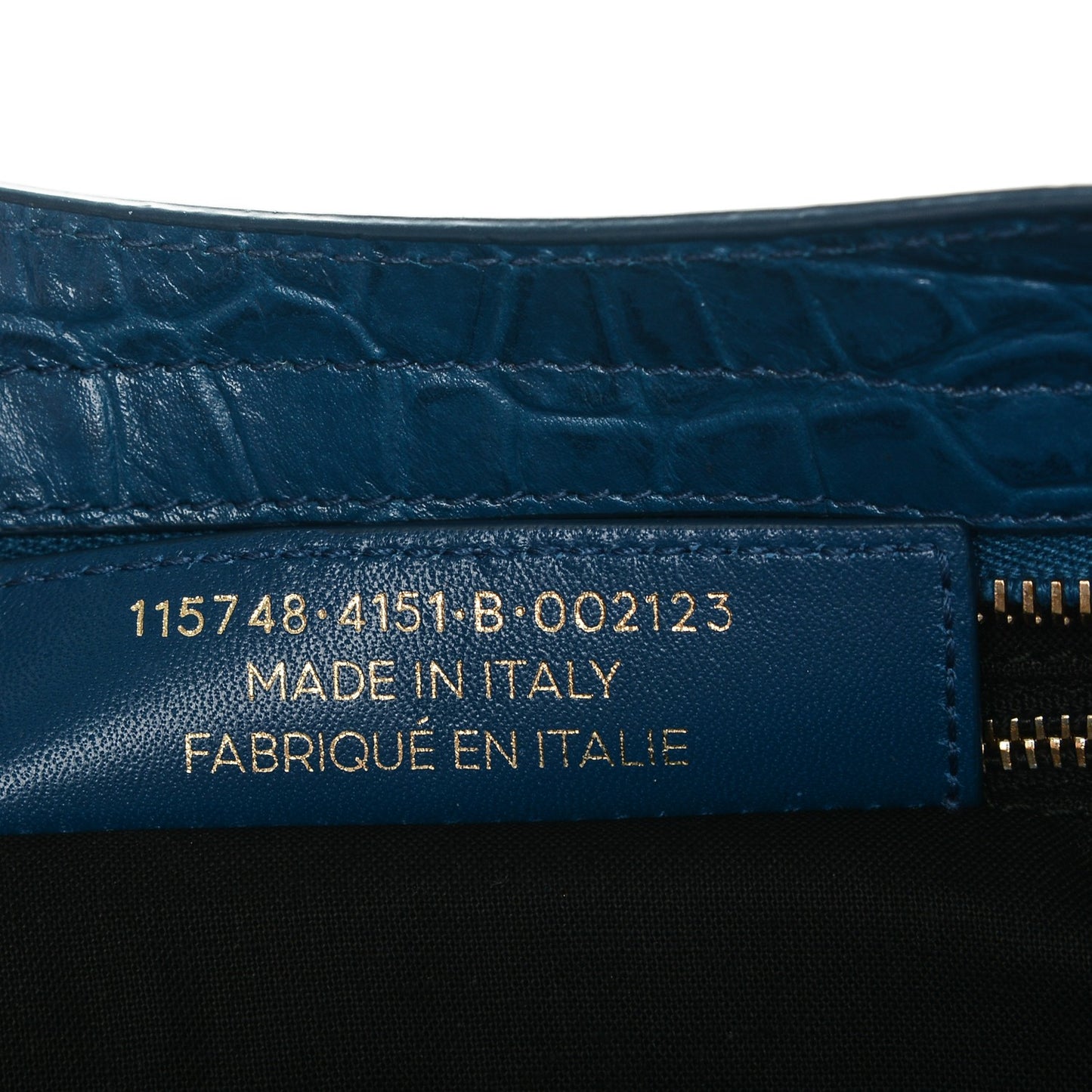 Calfskin Crocodile Embossed Classic Gold Hardware City Bleu Marine