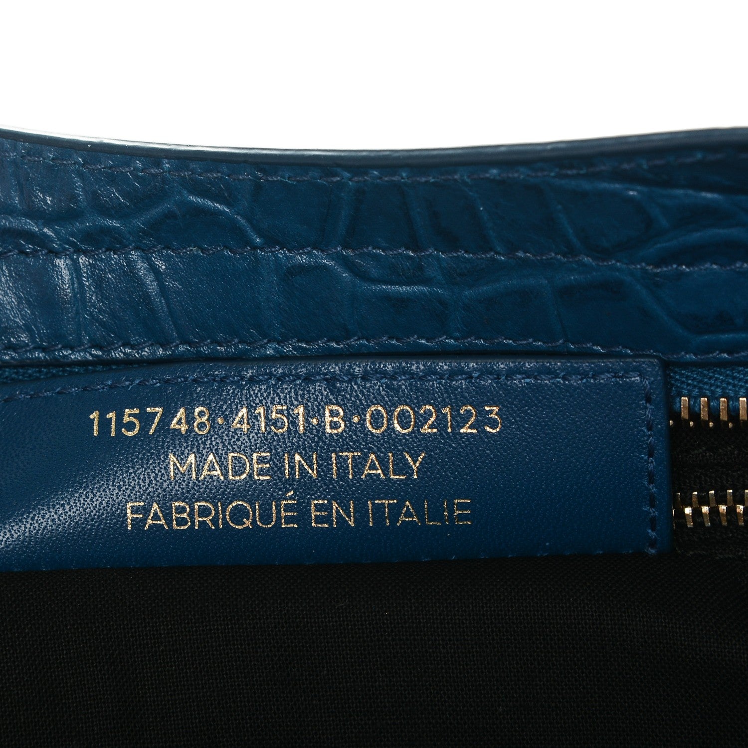 Balenciaga Calfskin Crocodile Embossed Classic Gold Hardware City Bleu Marine 7 of 7
