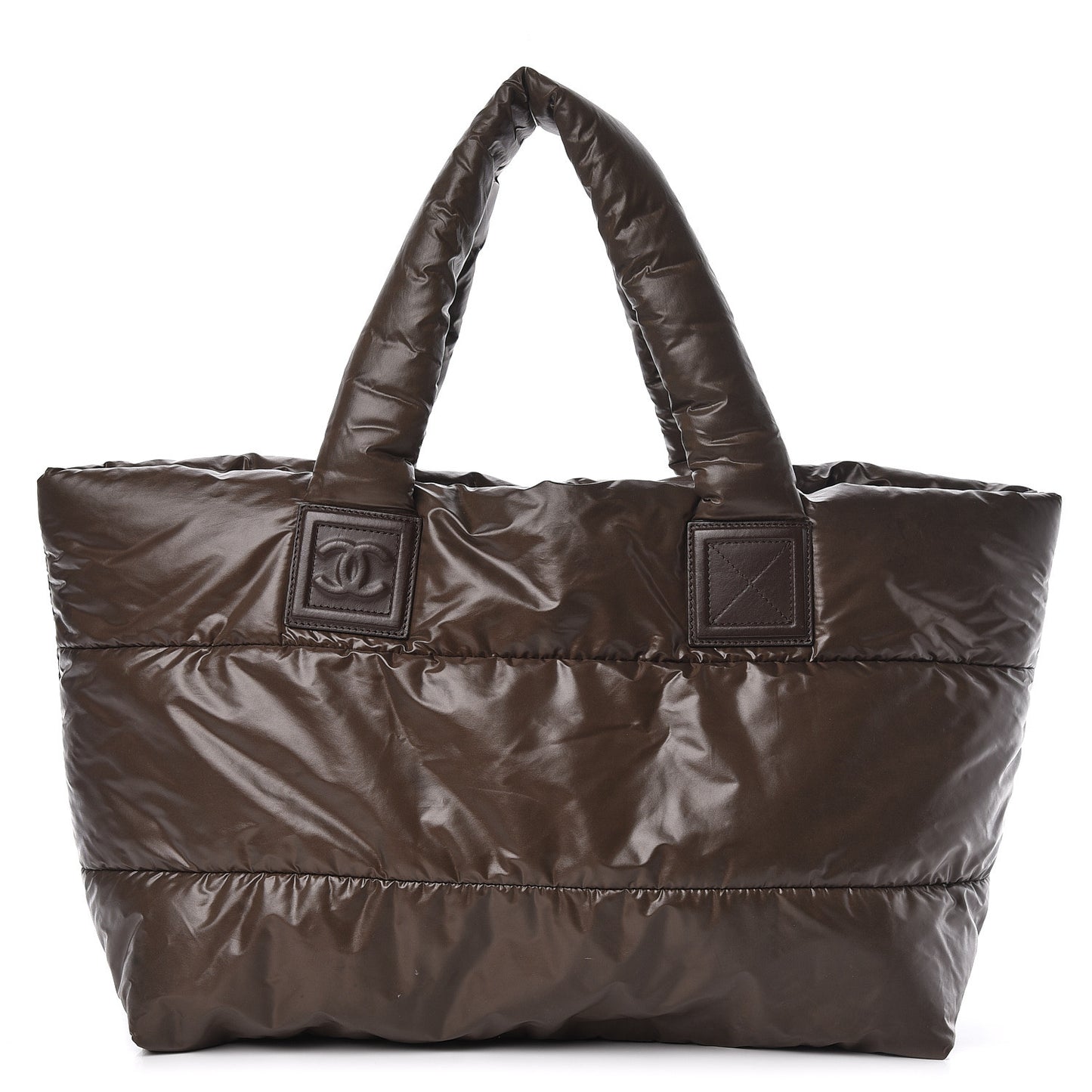 Nylon Quilted Medium Coco Cocoon Reversible Tote Brown