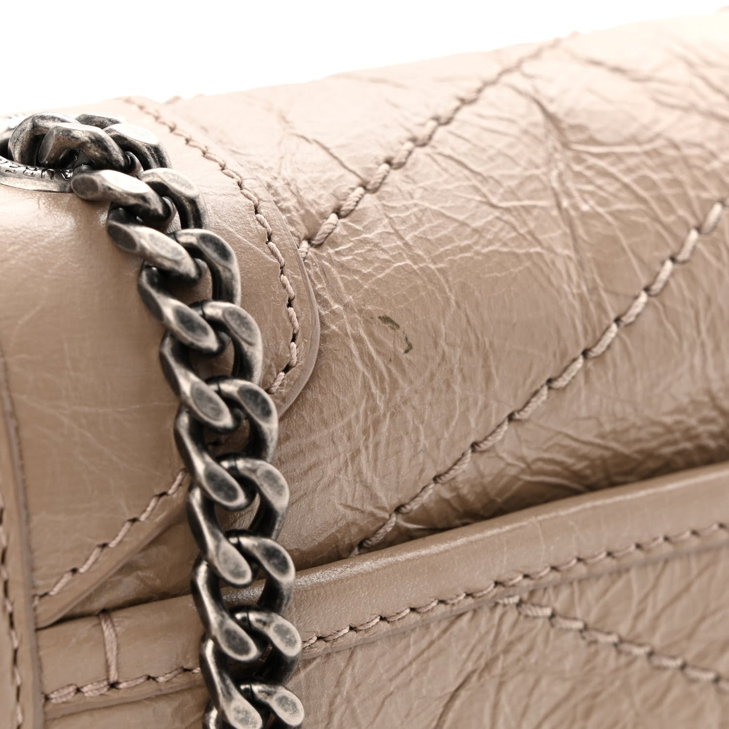 Crinkled Calfskin Matelasse Monogram Niki Chain Wallet Dusty Grey