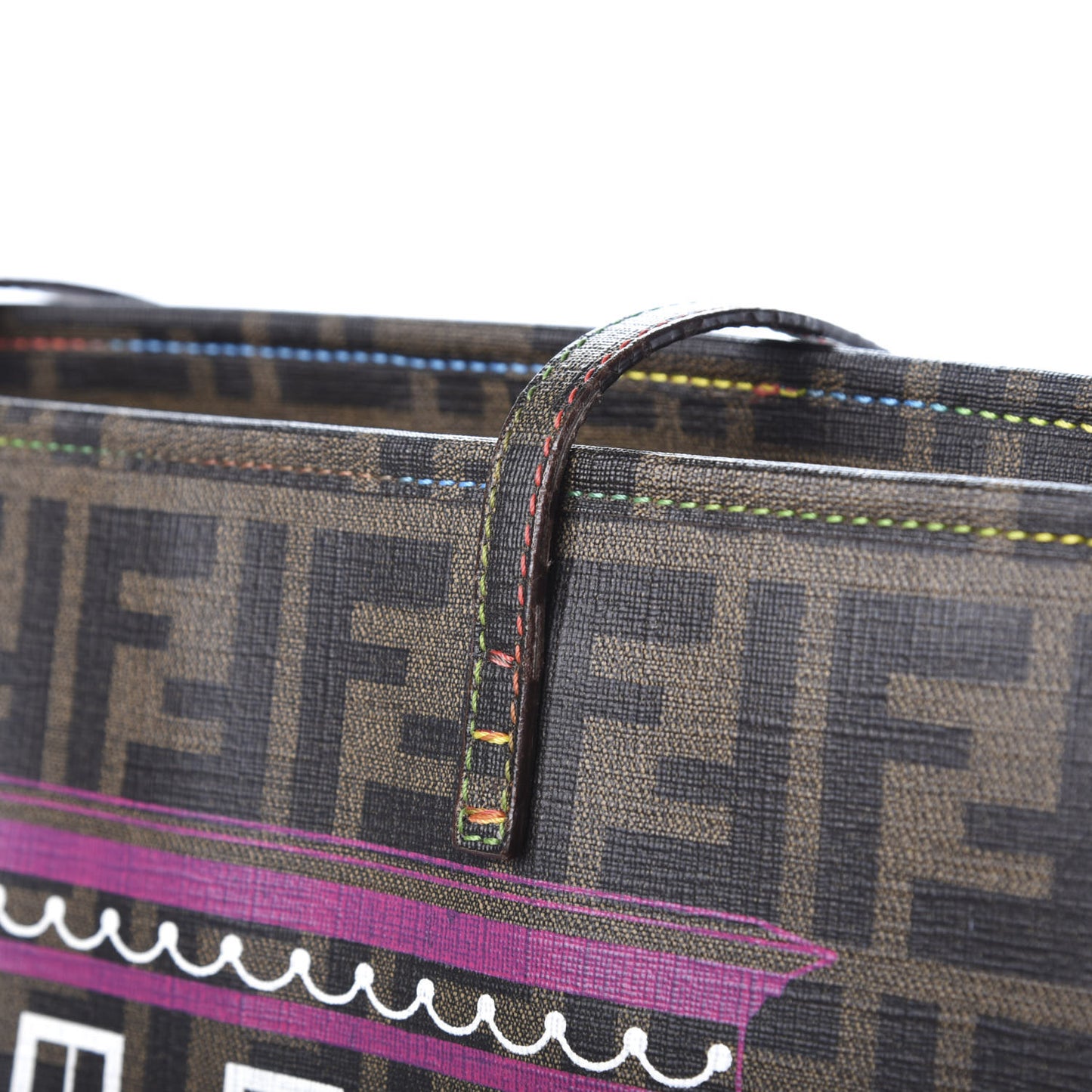 Zucca Spalmati Print Large Roll Tote Tobacco Multicolor