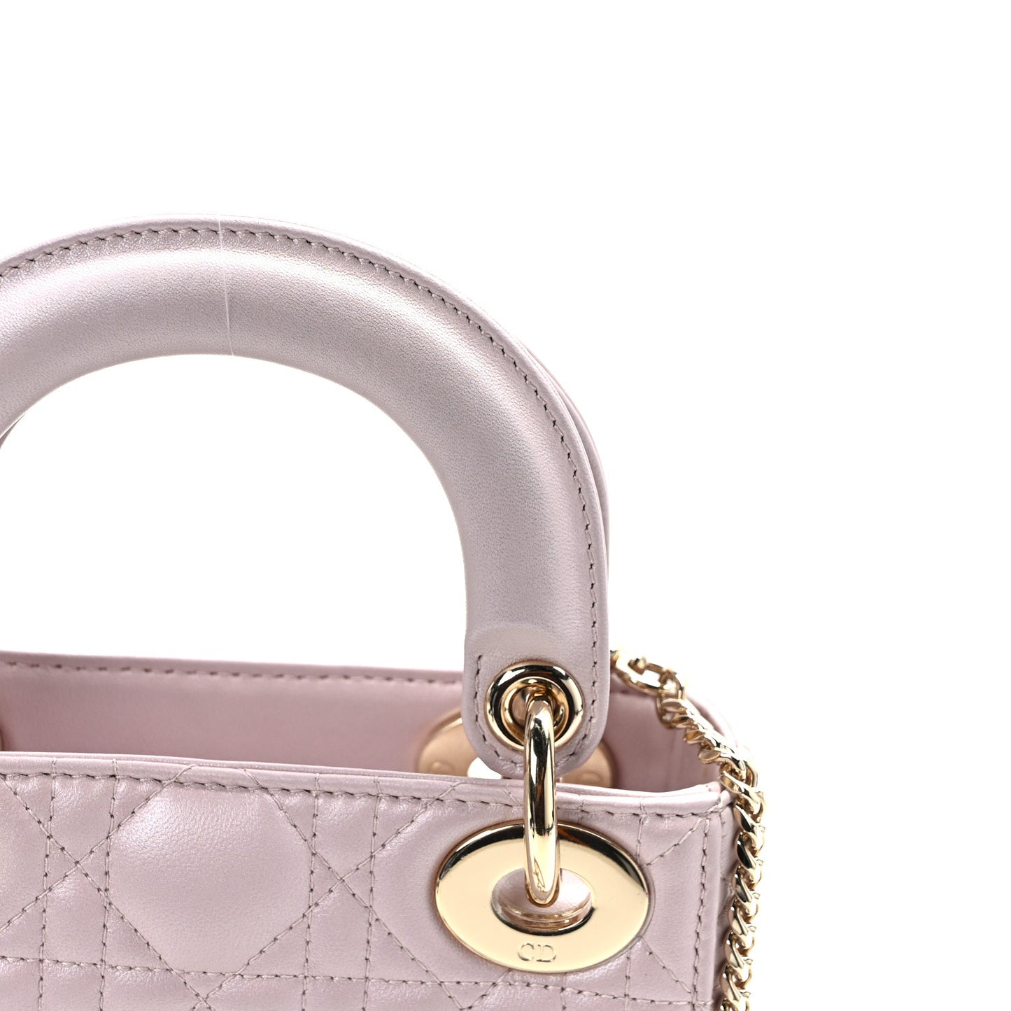 Metallic Lambskin Cannage Mini Lady Dior Lotus