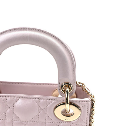 Christian Dior Metallic Lambskin Cannage Mini Lady Dior Lotus 13 of 15