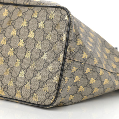 Gucci Soft GG Supreme Monogram Bees Medium Crossbody Tote Beige Oro Black 10 of 11