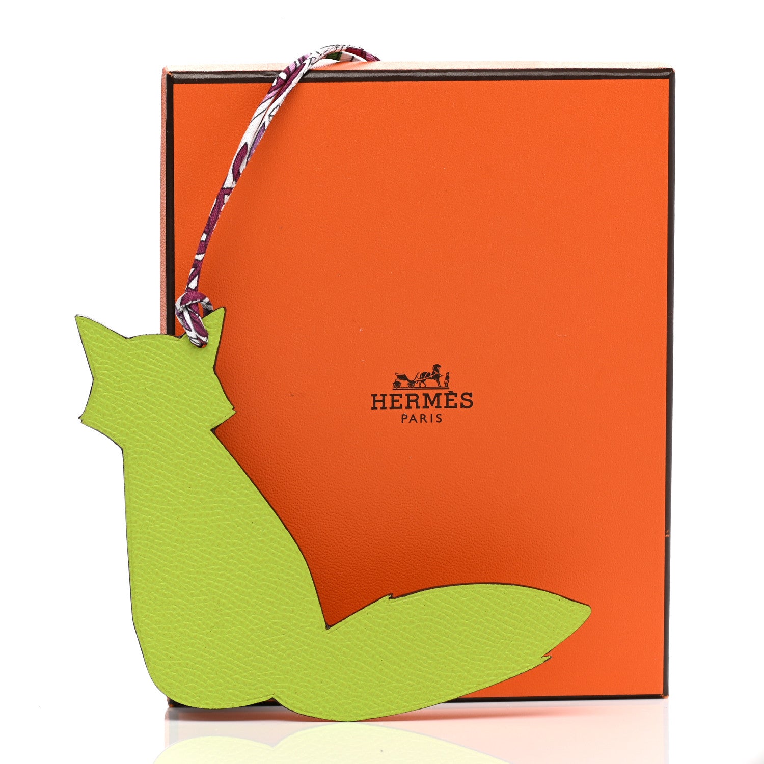 Hermes Togo Epsom Petit H Fox Bag Charm Kiwi Etain 4 of 4