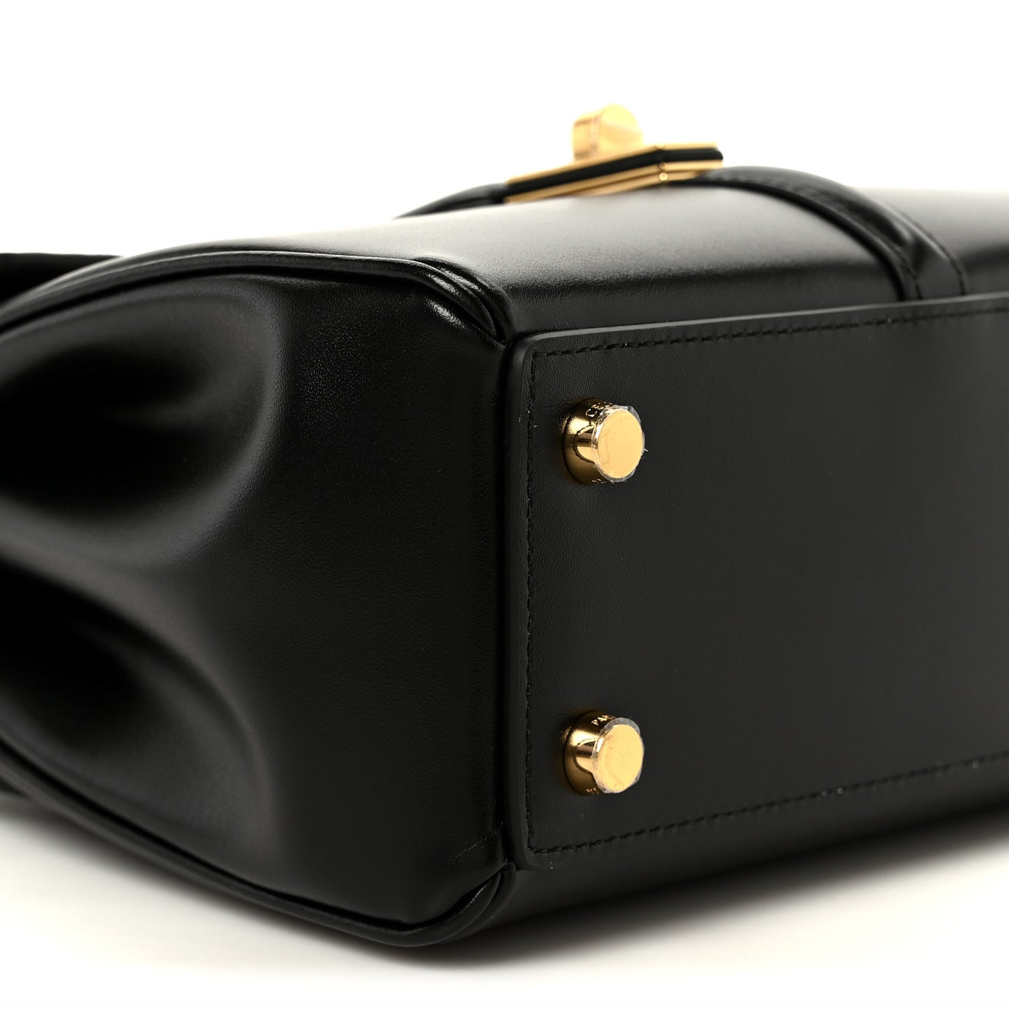 Satinated Calfskin Mini 16 Top Handle Bag Black