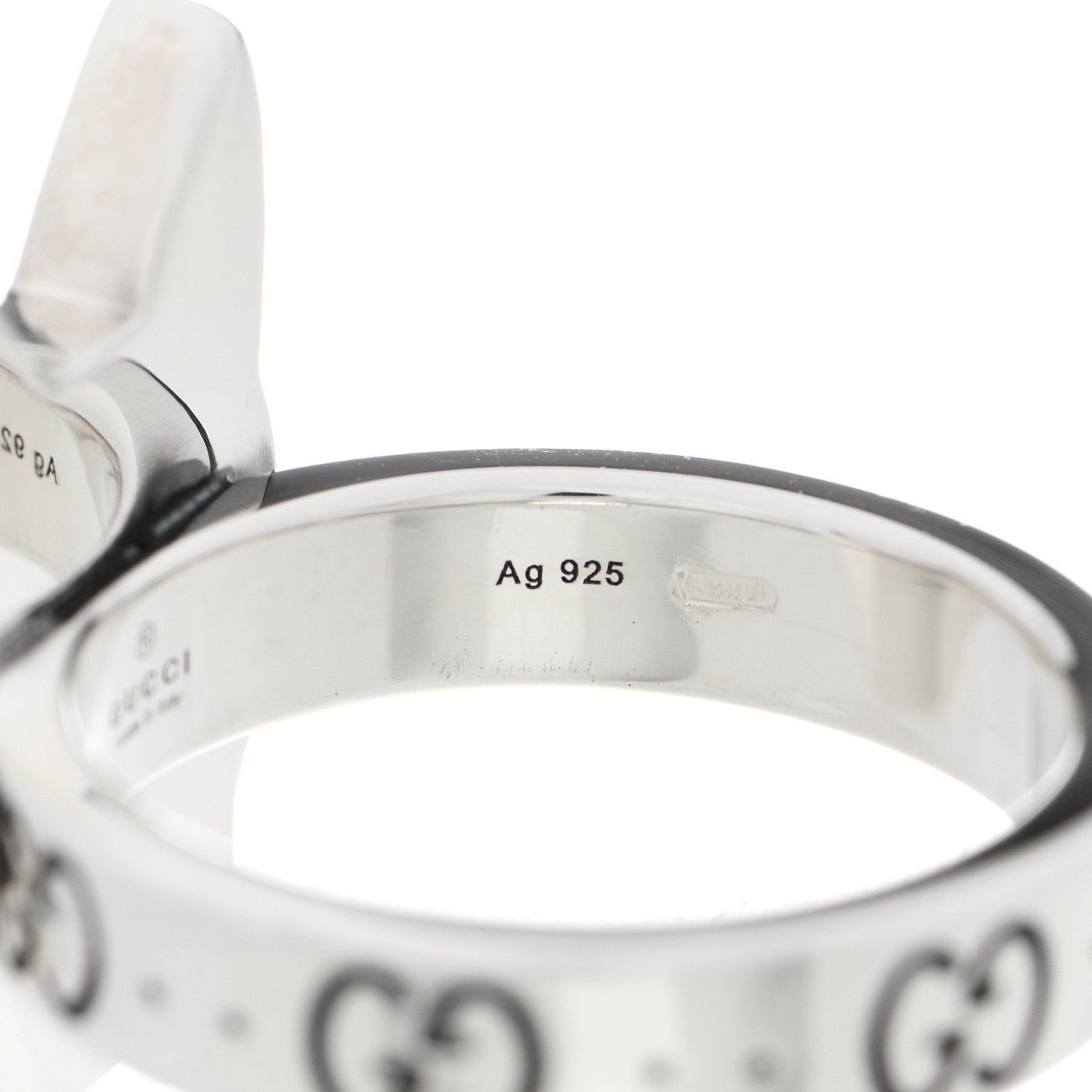 Gucci Sterling Silver Enamel Bosco Ring 59 8.75 5 of 9