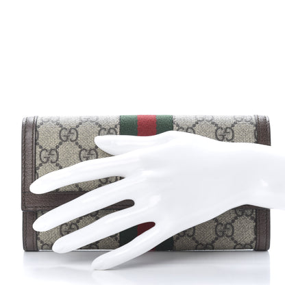 Gucci GG Supreme Monogram Web Ophidia Continental Wallet Brown 2 of 7
