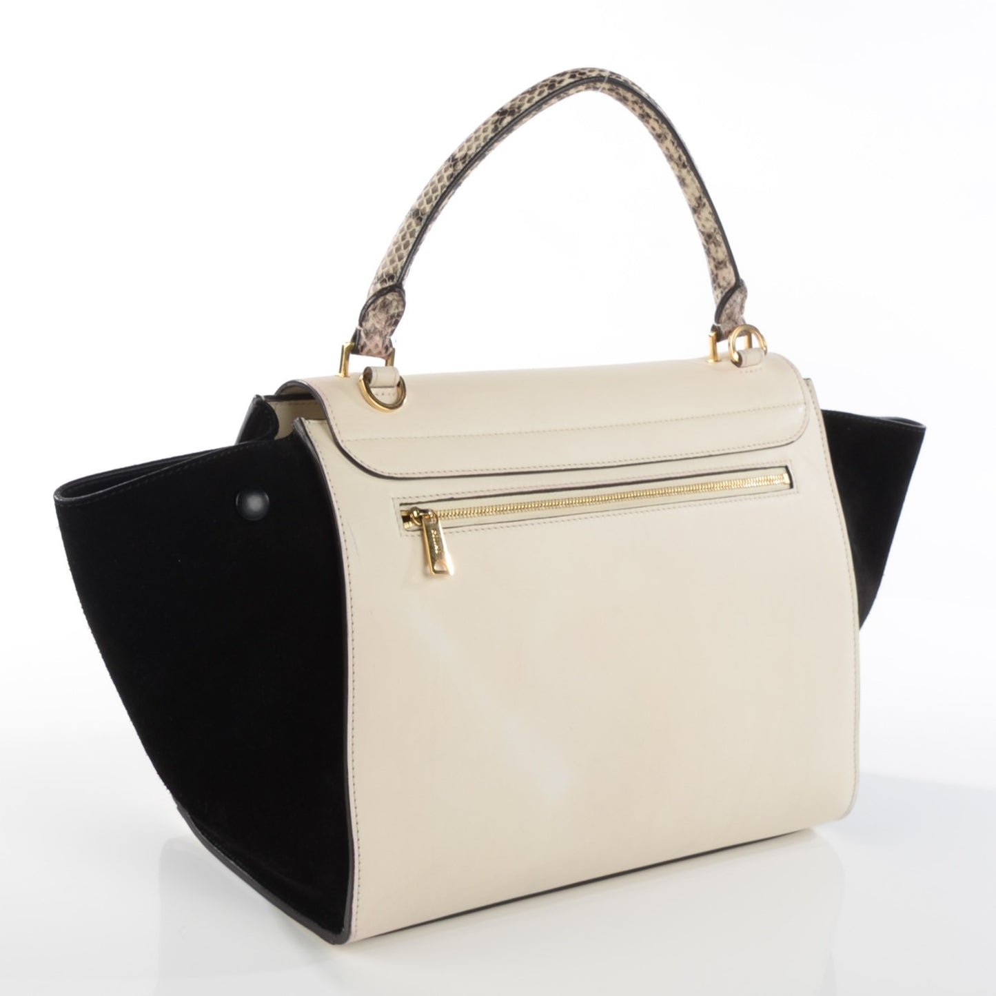 Calfskin Suede Whipsnake Medium Trapeze Black White