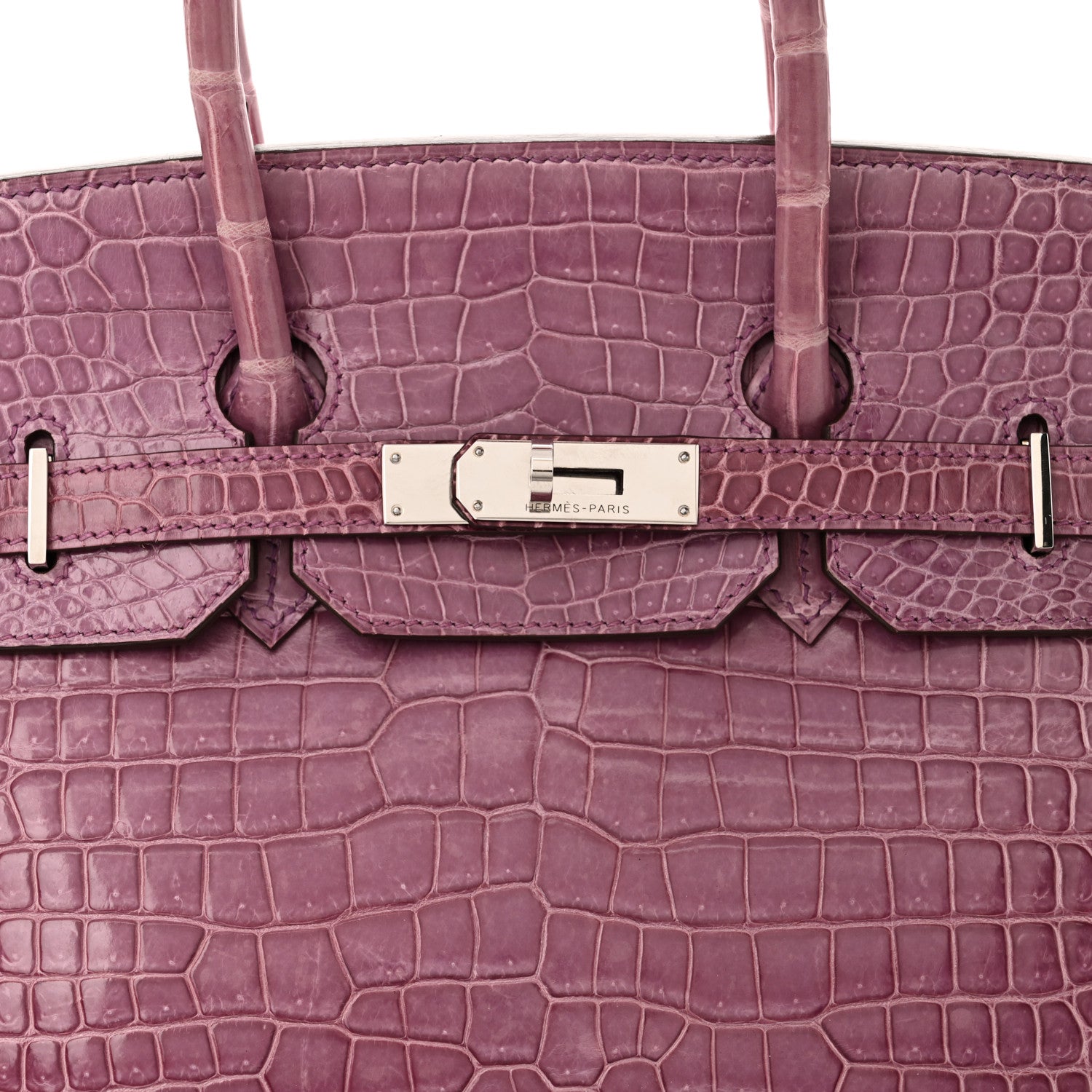 Hermes Shiny Porosus Crocodile Birkin 35 Violet 8 of 10
