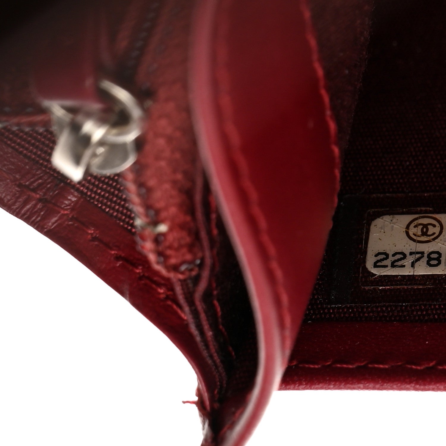 Chanel Patent Quilted Zip Around Wallet Dark Red 8 of 12