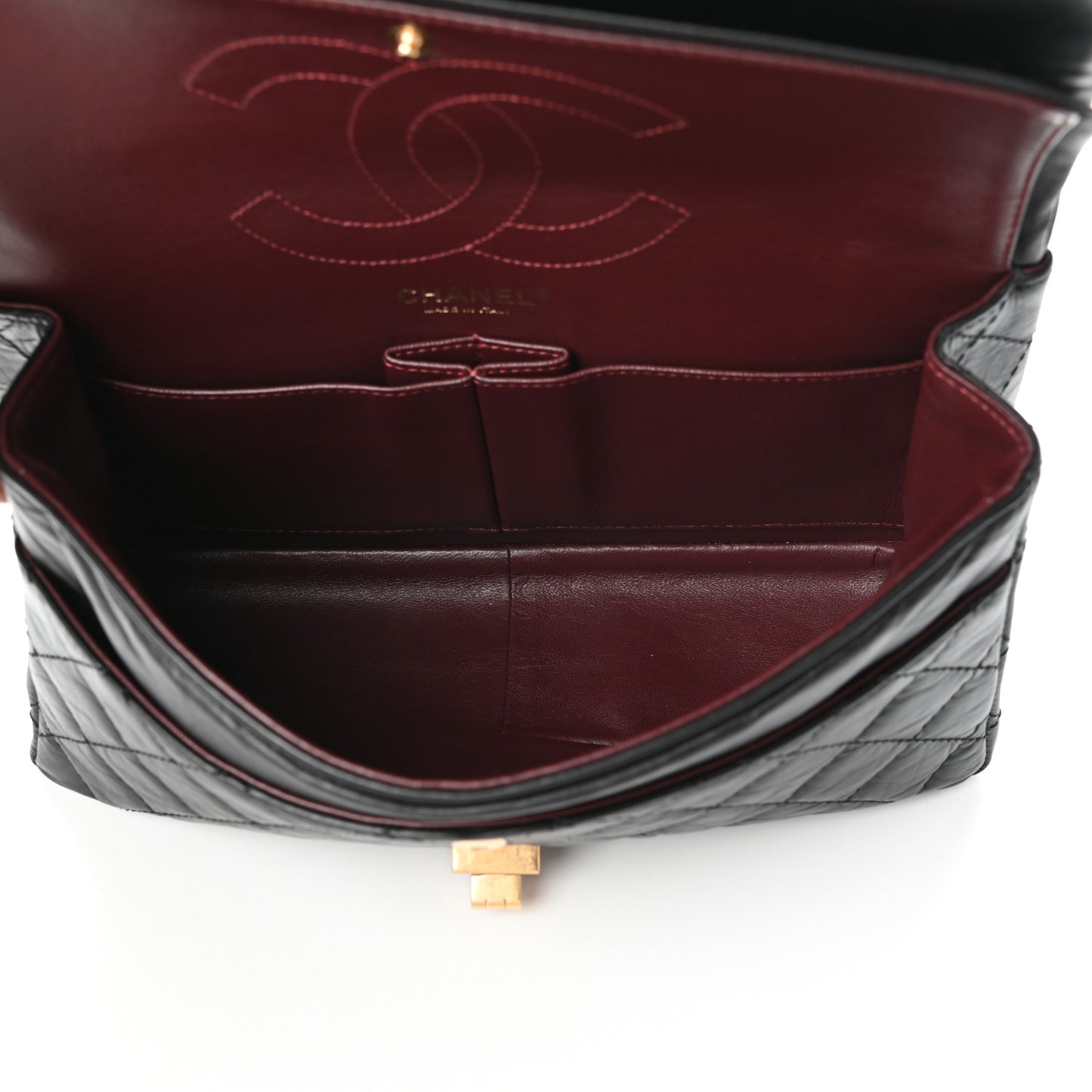 Aged Calfskin Quilted 2.55 Reissue 227 Flap Black
