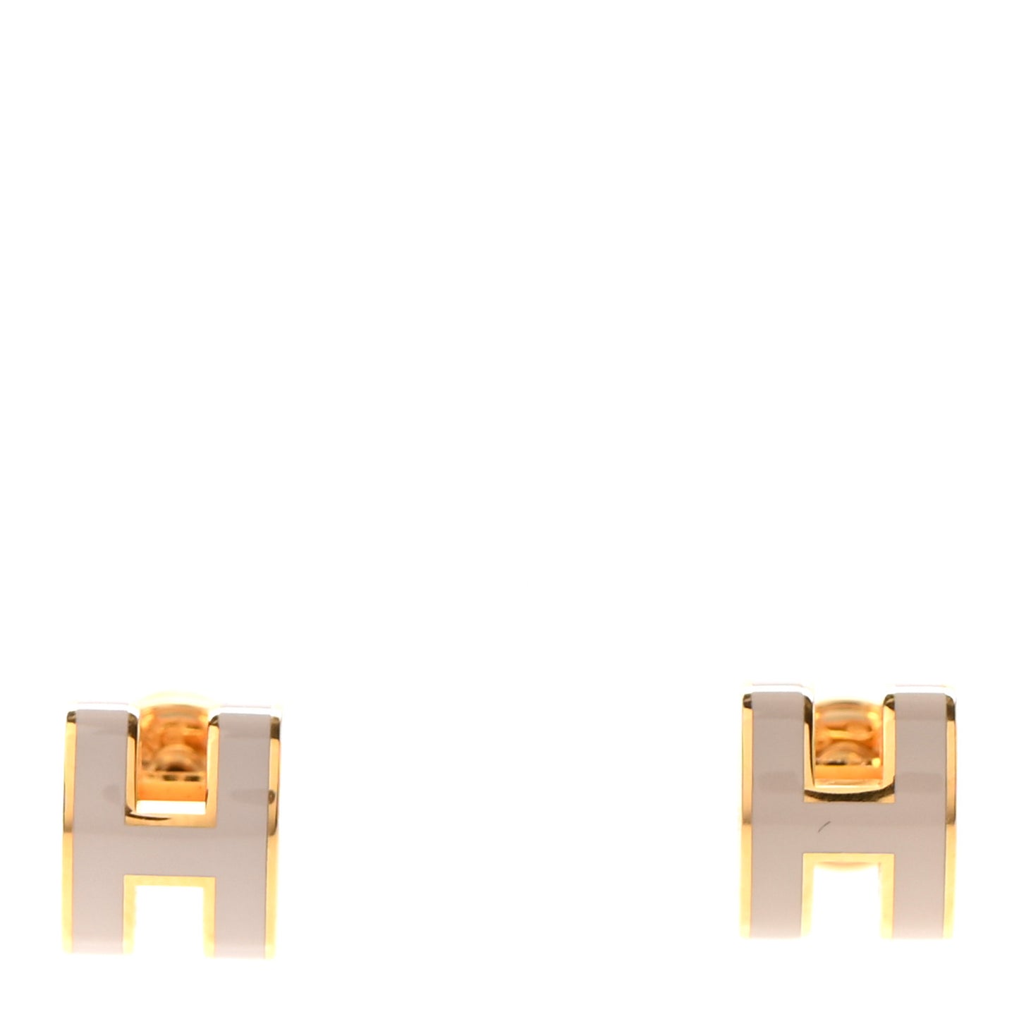 Gold Lacquered Mini Pop H Earrings Marron Glace