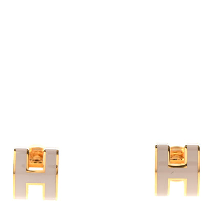 Hermes Gold Lacquered Mini Pop H Earrings Marron Glace 1 of 7