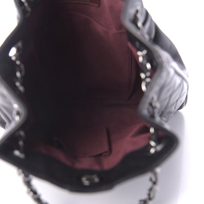 Chanel Lambskin Quilted Pile Ou Face Drawstring Bag Black 5 of 10