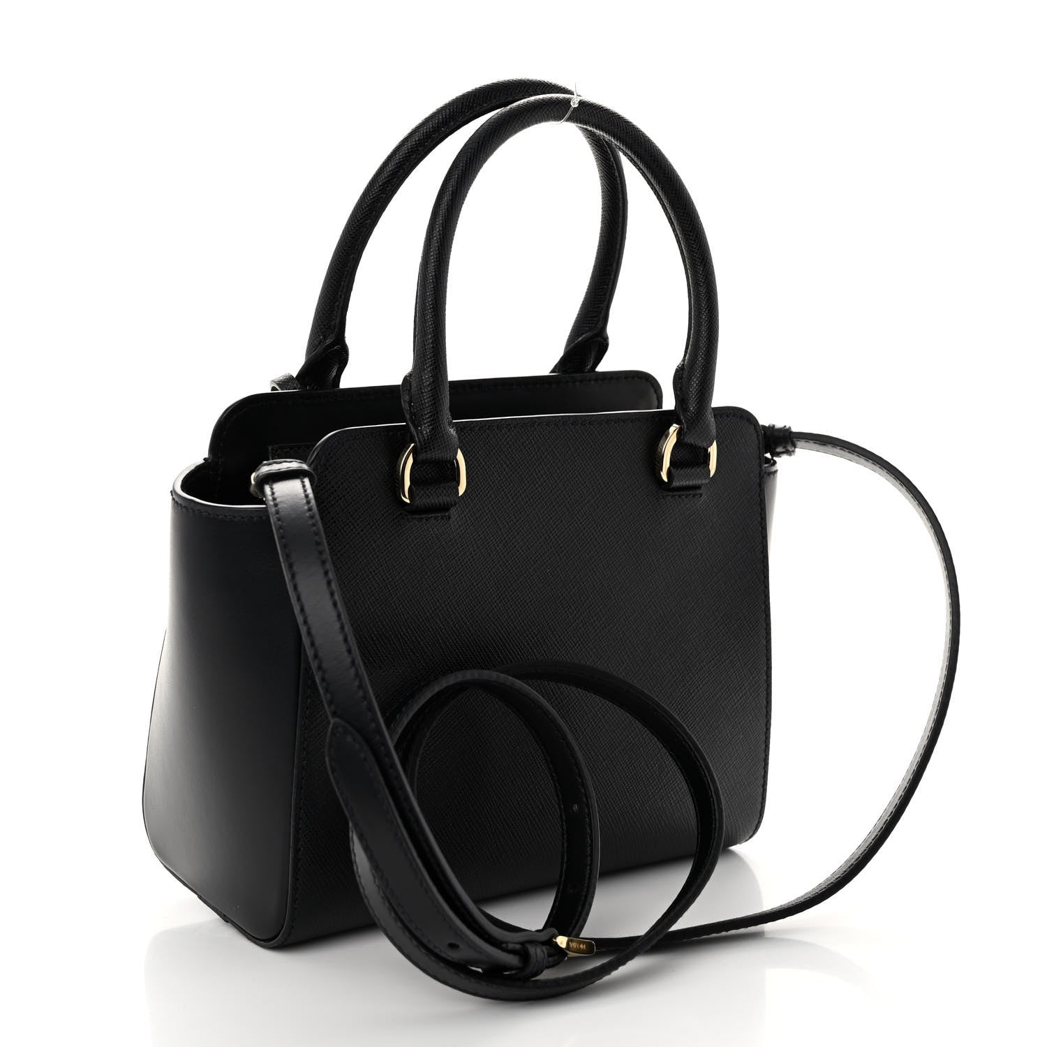 Prada Saffiano Soft Calfskin Mini Zippered Crossbody Tote Black 3 of 9