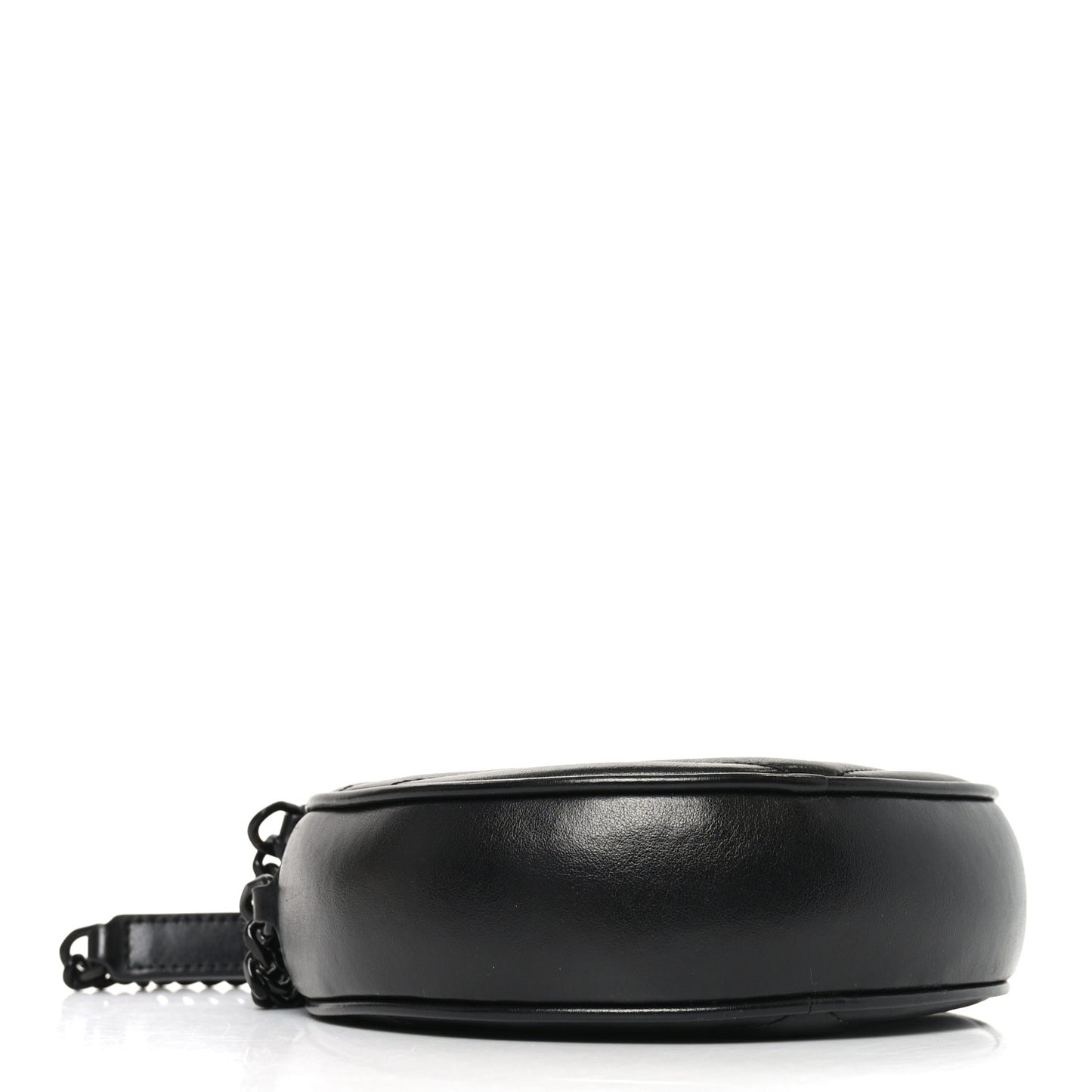 Calfskin Matelasse Chevron Round Vinyle Camera Bag Black