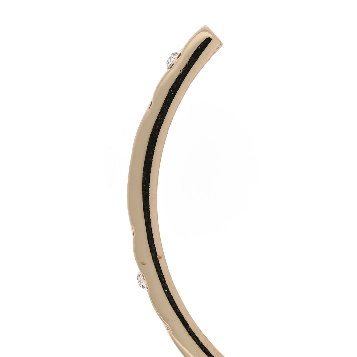 Metal Crystal Quilted CC Hoop Earrings Gold