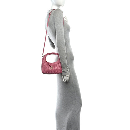 Miu Miu Nappa Matelasse Small Wander Hobo Pink 2 of 9