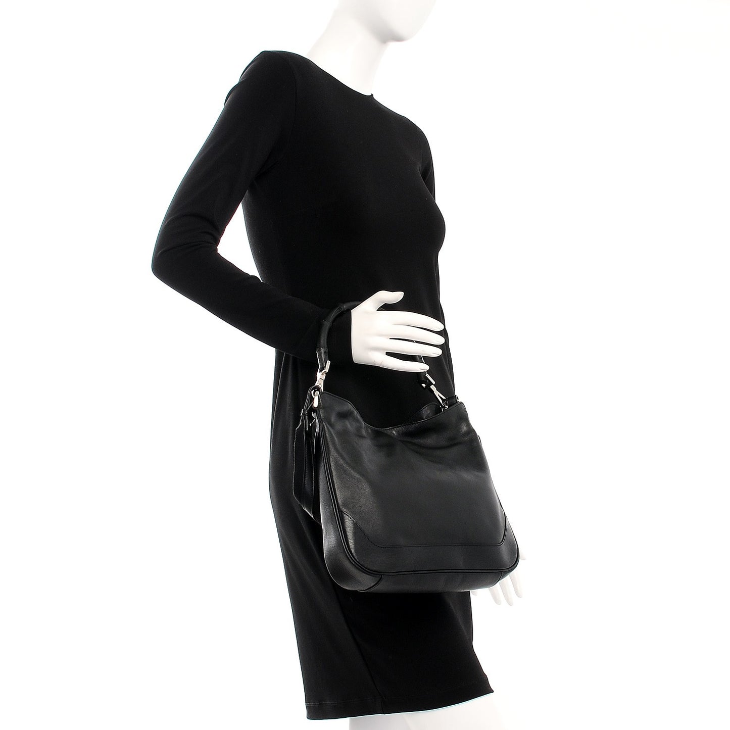 Calfskin Bamboo Top Handle Bag Black