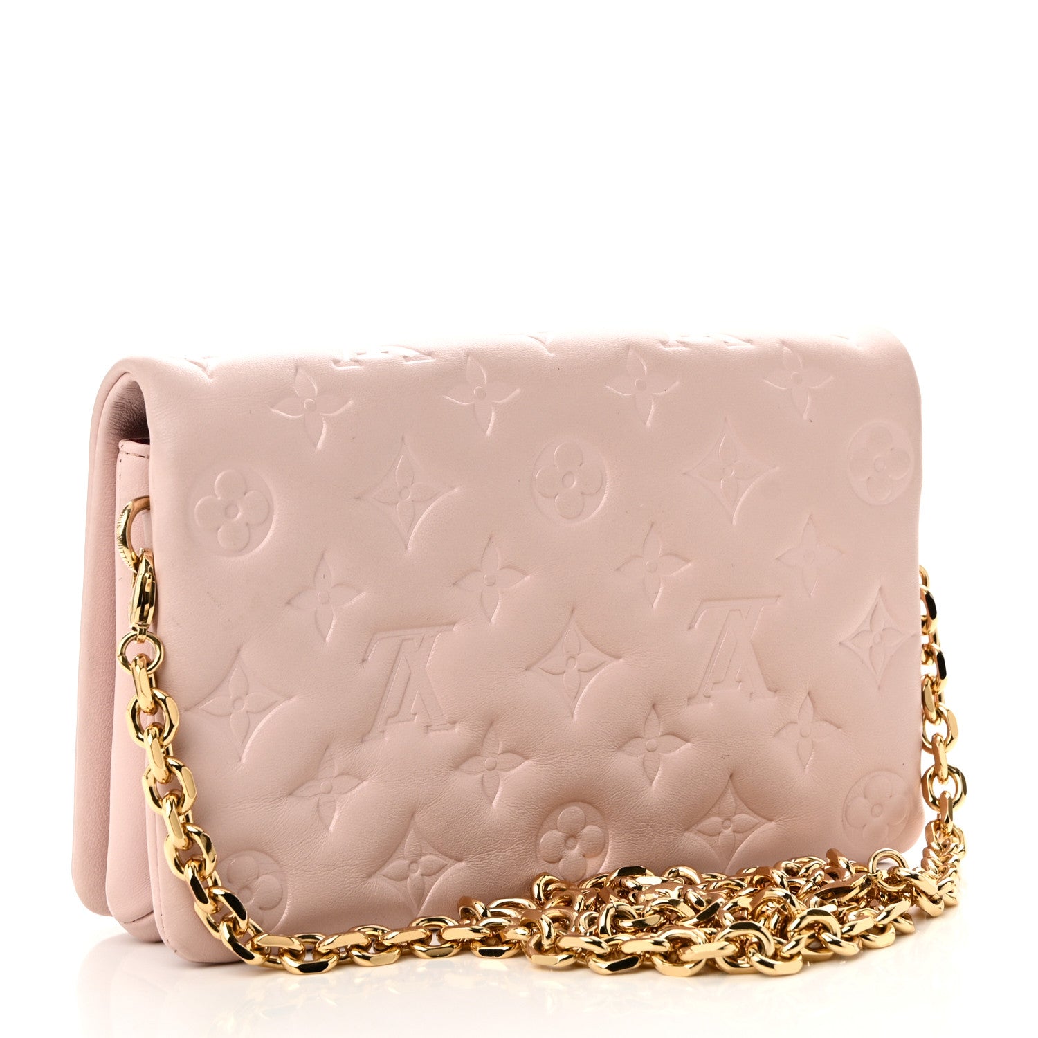 Louis Vuitton Lambskin Embossed Monogram Pochette Coussin Rose 3 of 9