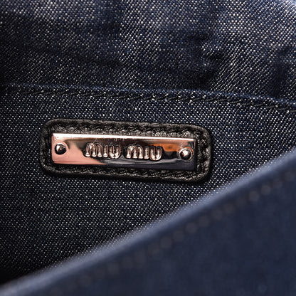 Miu Miu Denim Matelasse Crystal Embellished Shoulder Bag Blue Rosso 6 of 10