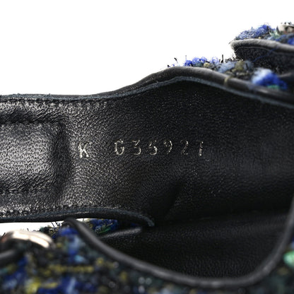 Chanel Iridescent Tweed Velcro Dad Sandals 37 Navy Blue Multicolor 8 of 9