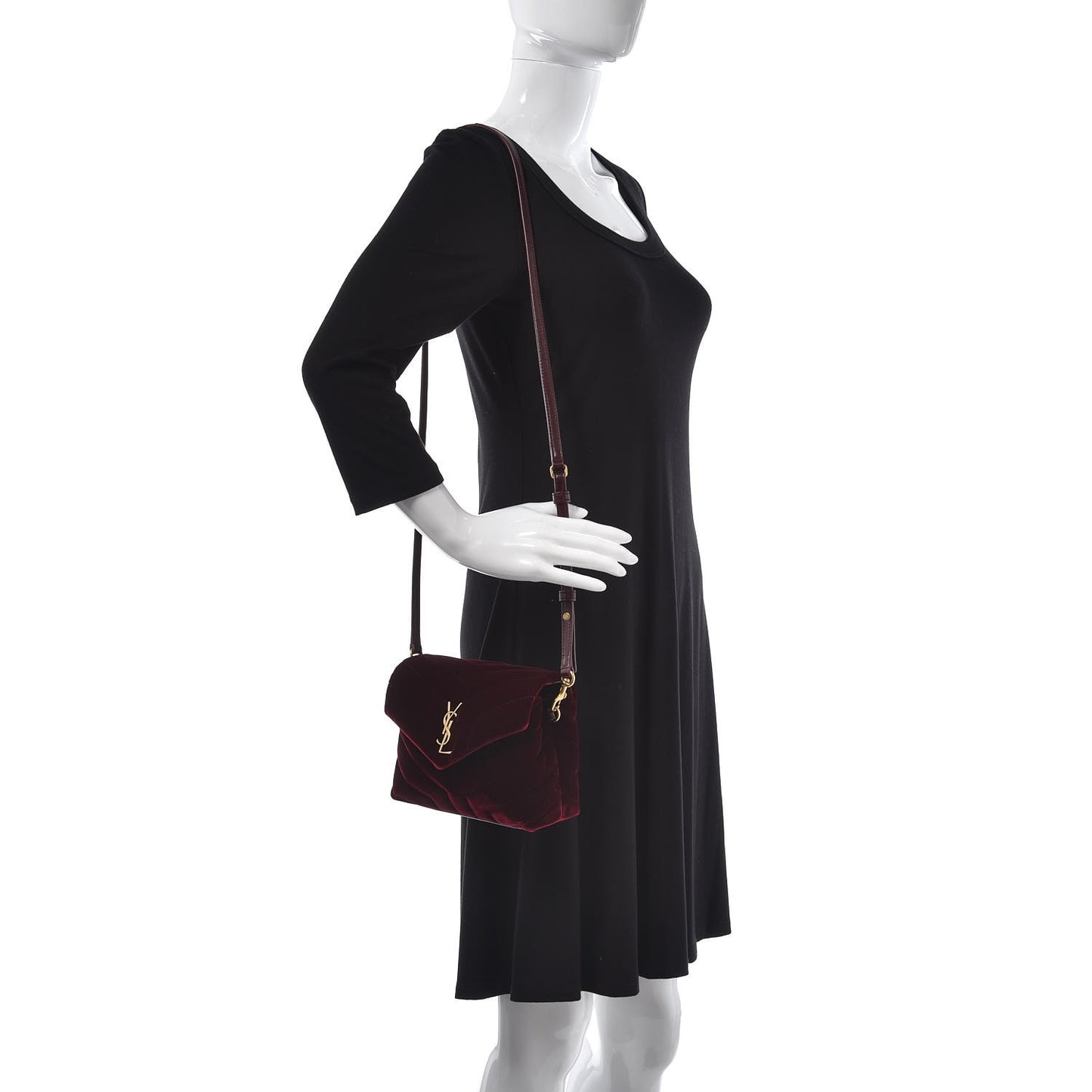 Velvet Y Quilted Monogram Toy Loulou Crossbody Bag French Burgundy