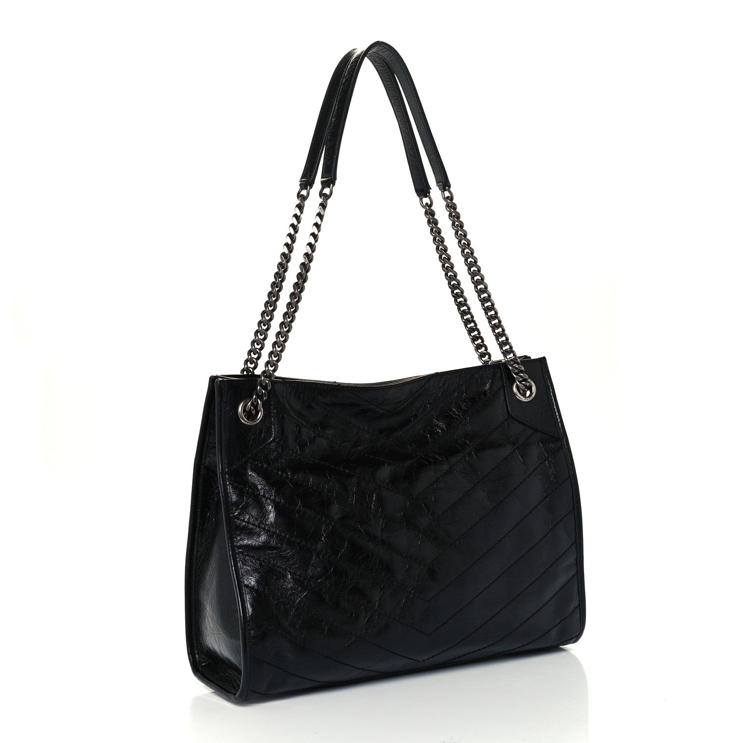 Saint Laurent Crinkled Calfskin Matelasse Monogram Medium Niki Shopper Tote Black 3 of 10