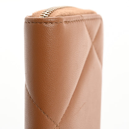 Chanel Lambskin Quilted Chanel 19 Zip Around Coin Purse Wallet Brown 10 of 13