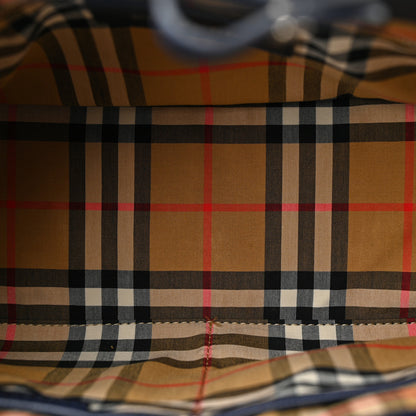 Burberry Grainy Calfskin House Check Small Banner Tote Regency Blue 5 of 13