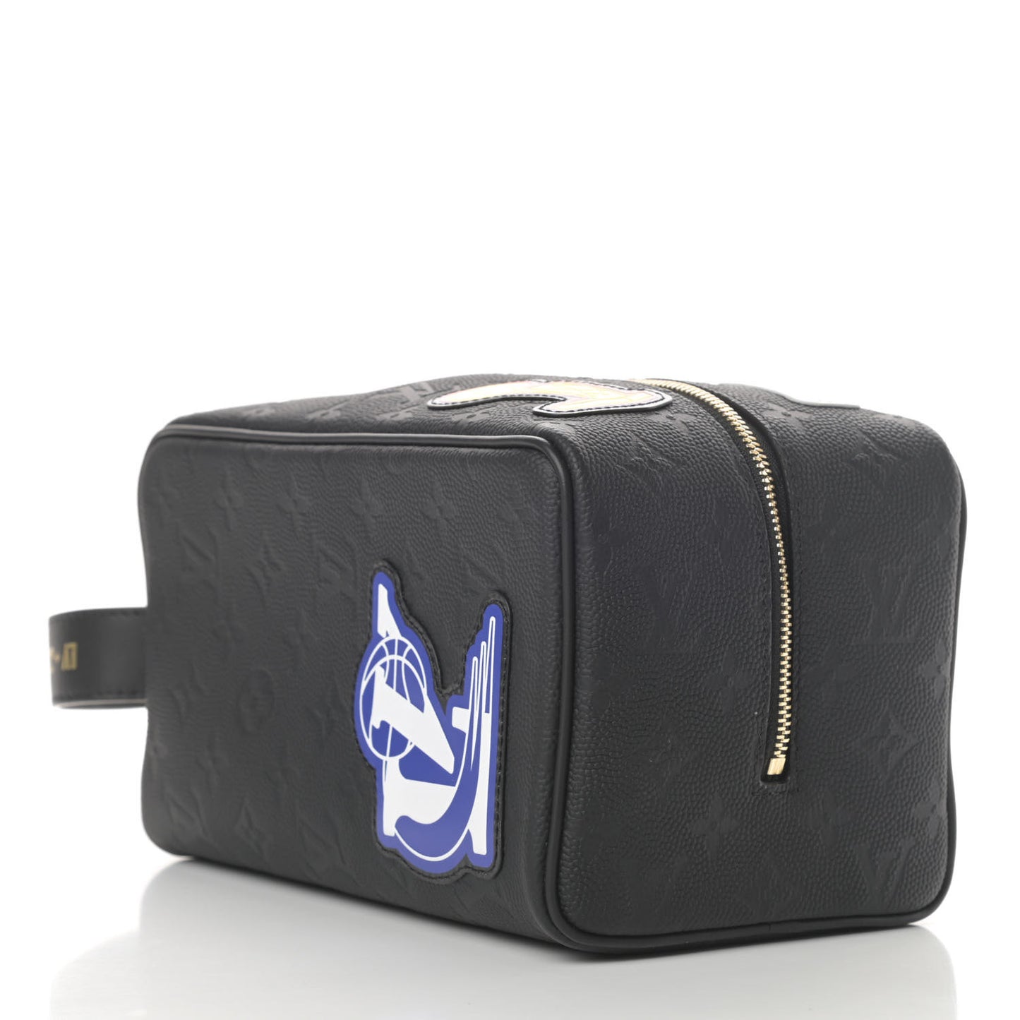 X NBA Calfskin Monogram Embossed Cloakroom Dopp Kit Black