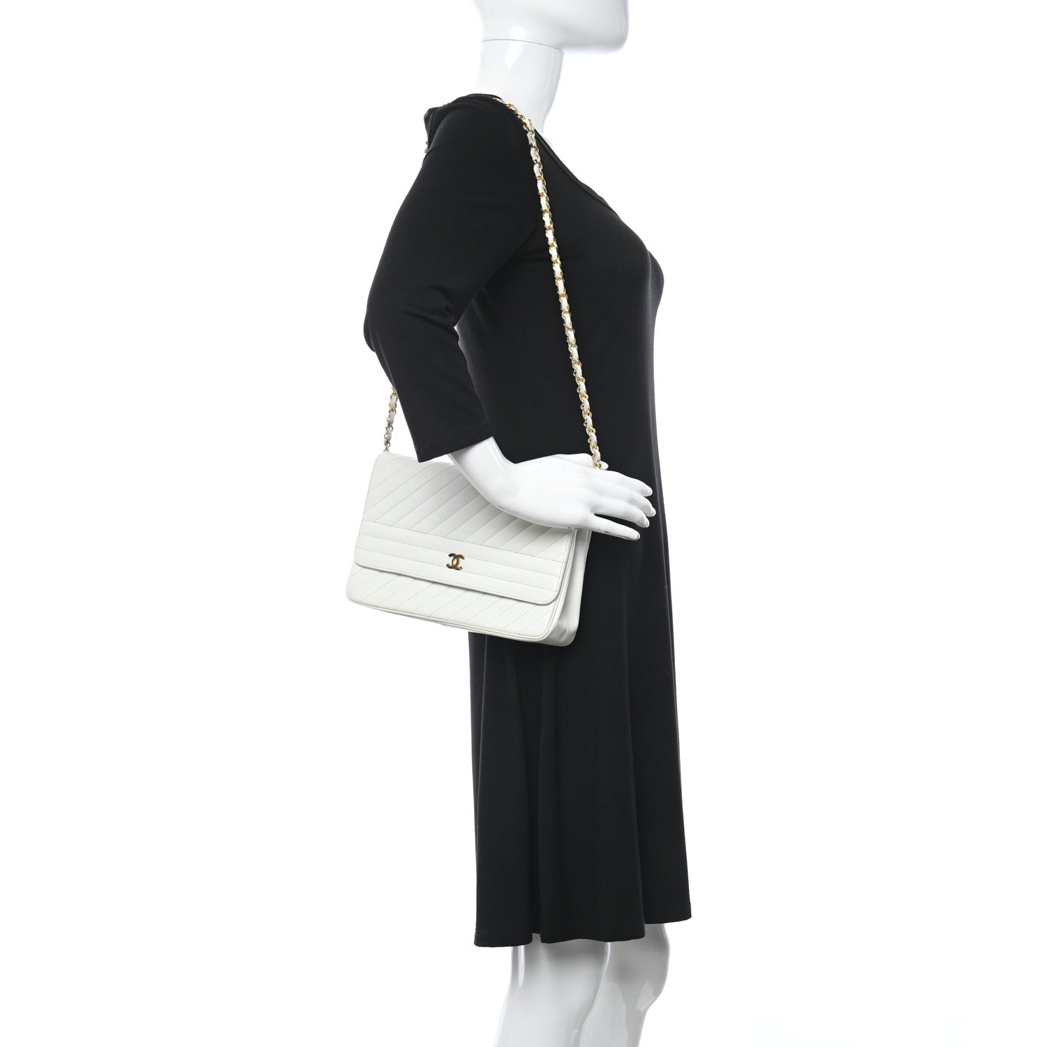 Chanel Lambskin Diagonal Quilted Small Single Flap White 2 of 12