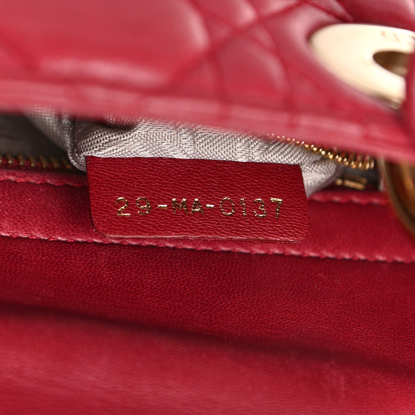 Lambskin Cannage Small Lucky Badges My Lady Dior Red