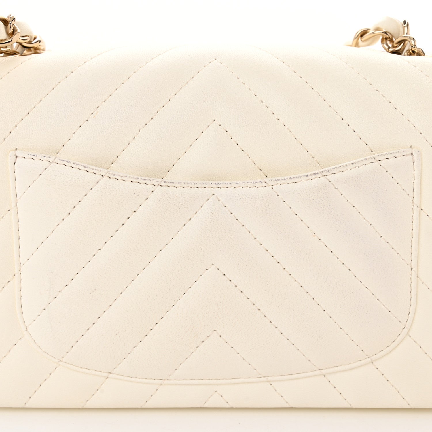 Chanel Lambskin Chevron Quilted Mini Rectangular Flap White 11 of 12