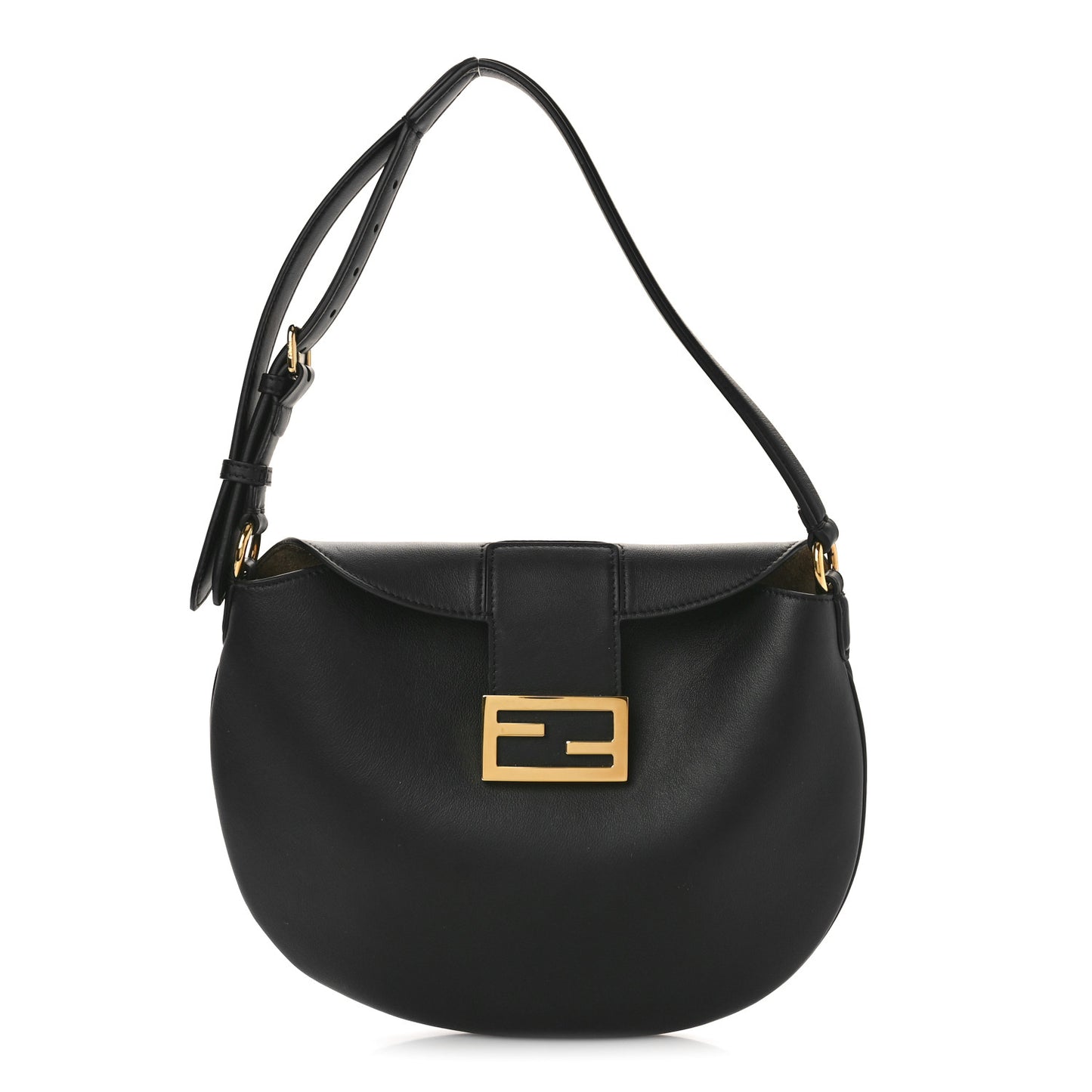 Vitello Grace Suede Small Croissant Hobo Black