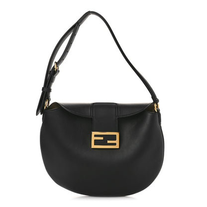 Fendi Vitello Grace Suede Small Croissant Hobo Black 1 of 8